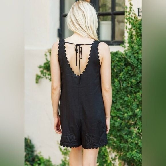 J Marie The Kyler Romper black sleeveless scalloped S, M - Picture 5 of 5